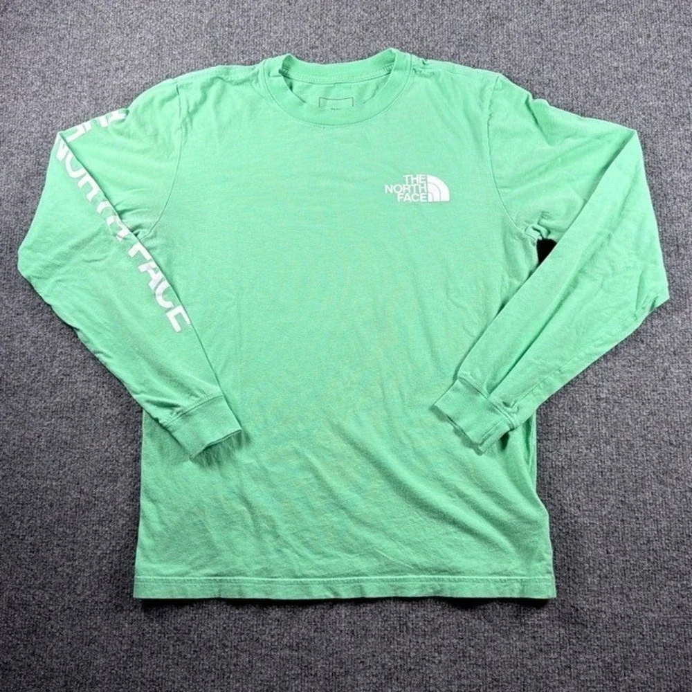 The North Face Long Sleeve Shirt Mens Small Green Logo Graphic Gorpcore